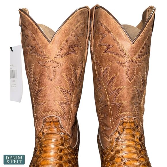 NEW Cody James Mens Exotic Python Western Boots Brown Round Toe Leather 8D‎ main image 15